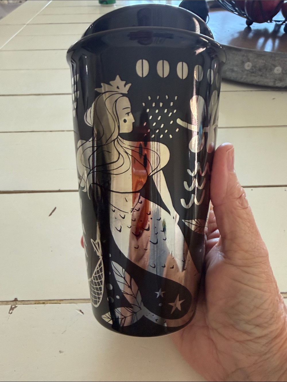 Starbucks Black Mermaid-Print Travel Tumbler ceramic